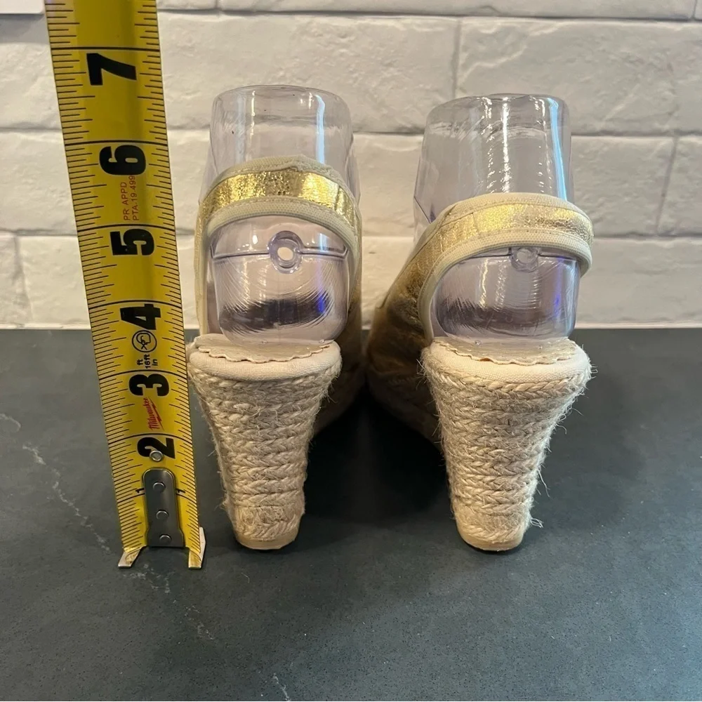 RAS sz 36 US 6 gold metallic leather espadrille wedges